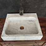 Mym Mermer Yapı Market Afyon Bulutlu Batarya Çıkışlı Dikdörtgen Lavabo - Beyaz