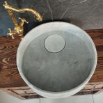 Mym Mermer Yapı Market Afyon Bulutlu Mermer Gizli Giderli Yuvarlak Lavabo - Gri