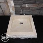 Mym Mermer Yapı Market Bej Mermer Dışı Patlatma Kare Lavabo