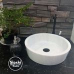 Mym Mermer Yapı Market Beyaz Mermer Silindir Çanak Lavabo