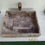 Mym Mermer Yapı Market Gümüş Traverten Gizli Giderli Tasarım Lavabo