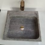 Mym Mermer Yapı Market Gümüş Traverten Modern Lavabo - Gri