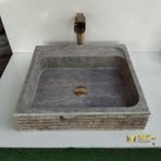 Mym Mermer Yapı Market Gümüş Traverten Modern Lavabo