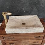 Mym Mermer Yapı Market Gümüş Traverten Yay Model Dikdörtgen Lavabo