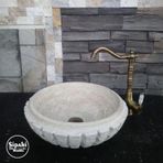 Mym Mermer Yapı Market Klasik Light Traverten Dışı Dikey Patlatma Lavabo