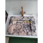 Mym Mermer Yapı Market Menekşe Mermer Gizli Giderli Modern Kare Lavabo - Beyaz - Siyah