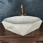 Mym Mermer Yapı Market Traverten Elmas Kesim Oval Lavabo