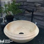 Mym Mermer Yapı Market Traverten Özel Dizayn Yuvarlak Lavabo