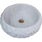 Mym Muğla Beyaz Mermer Dışı Dikey Patlatma Bombeli Lavabo