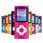 Mymahdi MP4 / MP3 hareketli çalar, pembe, 1,8 inç LCD ekranlı ve hafıza montaj yuvası, maksimum destek 128 GB bellek TF kartı