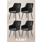 MYMASSA Nova Sandalye - Babyface Siyah - Metal Siyah Ayak (4 Adet)