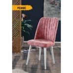 MyMassa Polo Sandalye Beyaz Ahşap Ayaklı - Pembe