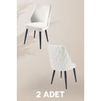 MYMASSA Puffy Sandalye - Babyface Krem - Metal Siyah Ayak (2 ADET) - Salon Sandalyesi / Mutfak Sandalyesi