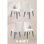 MYMASSA Puffy Sandalye - Babyface Krem - Metal Siyah Ayak (4 ADET) - Salon Sandalyesi / Mutfak Sandalyesi