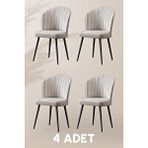MYMASSA Rubi Sandalye - Babyface Sarı - Siyah Metal Ayak (4 ADET) - Salon Sandalyesi / Mutfak Sandalyesi