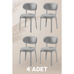 MYMASSA Sakura Sandalye - Krem - Metal Beyaz Ayak ( 4 Adet ) - Salon Sandalyesi / Mutfak Sandalyesi