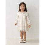 Mymio 3-24 Ay Bebe Yaka Uzun Kollu Dantel Detaylı Kız Bebek Elbise My 4291 - Bej - 6 - 9 Ay
