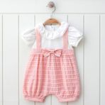 Mymio Baby Pamuklu Kız Bebek Tulumu - Pembe - Beyaz - 9 Ay