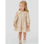 Mymio Bebe Yaka Uzun Kollu Dantel Detaylı Kız Bebek Elbise - 1 Yaş - Sarı
