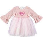 Mymio Pembe Penye Astarlı Kalp Süzene Nakışlı Kız Bebek Elbise