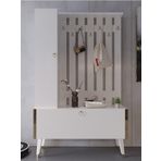 Myniture Home & Living Festival Portmanto - Ayakkabılık P1001-1 Gold Parlak Beyaz Minifiks Bağlantılı