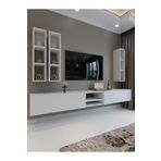 Myniture Home & Living Festival Tv Sehpası 225 CM Beyaz Parlak Minifiks Bağlantı Duvara Monte Tv Ünitesi Q6404-1