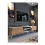 Myniture Home & Living Festival Tv Sehpası Beyaz Çam Gold Metal Kulp G3830-1-6-Y1-P1