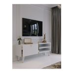 Myniture Home & Living Festival Tv Sehpası Beyaz Parlak Gold detaylı Minifiks Bağlantı Tv Ünitesi G6304-1