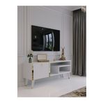 Myniture Home & Living Festival Tv Sehpası Beyaz Parlak Gold detaylı Minifiks Bağlantı Tv Ünitesi G6307-1