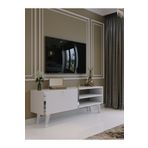 Myniture Home & Living Festival Tv Sehpası Beyaz Parlak Silver detaylı Minifiks Bağlantı Tv Ünitesi S6304-1