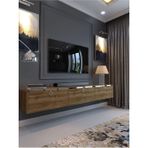 Myniture Home & Living Festival Tv Sehpası Dv-Q17-Spvc-2 Silver Ceviz Minifiks Bağlantı Duvara Monte Tv Ünitesi