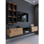 Myniture Home & Living Festival Tv Ünitesi Antrasit A. Çam Gold Duvara Monte tv sehpası G13000-4-6