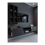 Myniture Home & Living Festival Tv Ünitesi Antrasit Gold Duvara Monte tv sehpası G13000-4