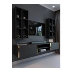 Myniture Home & Living Festival Tv Ünitesi Antrasit Gold Duvara Monte tv sehpası G13001-4
