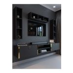 Myniture Home & Living Festival Tv Ünitesi Antrasit Gold Duvara Monte tv sehpası G13006-4