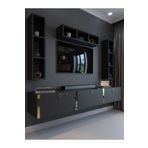 Myniture Home & Living Festival Tv Ünitesi Antrasit Gold Duvara Monte tv sehpası G13007-4