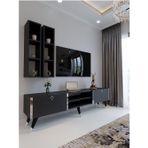 Myniture Home & Living Festival Tv Ünitesi Antrasit - Silver Detaylı Minifiks Bağlantı Tv Sehpası Ve Duvar Rafı S3000-4