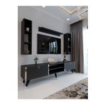 Myniture Home & Living Festival Tv Ünitesi Antrasit - Silver Detaylı Minifiks Bağlantı Tv Sehpası Ve Duvar Rafı S3009-4