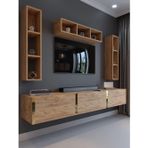 Myniture Home & Living Festival Tv Ünitesi Atlantik Çam Gold Duvara Monte tv sehpası G13007-6