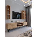 Myniture Home & Living Festival Tv Ünitesi ATLANTİK GOLD COLOR Tv Sehpası ve Duvar Rafı G3006-6