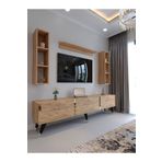 Myniture Home & Living Festival Tv Ünitesi ATLANTİK GOLD COLOR Tv Sehpası ve Duvar Rafı G3008-6