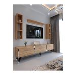 Myniture Home & Living Festival Tv Ünitesi ATLANTİK SİLVER COLOR Tv Sehpası ve Duvar Rafı S3008-6