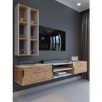 Myniture Home & Living Festival Tv Ünitesi Beyaz Atlantik Çam Gold Duvara Monte tv sehpası G13000-1-6