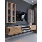 Myniture Home & Living Festival Tv Ünitesi Beyaz Atlantik Çam Gold Duvara Monte tv sehpası G13001-1-6