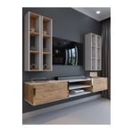 Myniture Home & Living Festival Tv Ünitesi Beyaz Atlantik Çam Gold Duvara Monte tv sehpası G13001-1-6