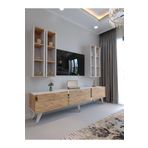 Myniture Home & Living Festival Tv Ünitesi BEYAZ ATLANTİK SİLVER COLOR Tv Sehpası ve Duvar Rafı G3002-6-1