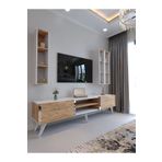 Myniture Home & Living Festival Tv Ünitesi BEYAZ ATLANTİK SİLVER COLOR Tv Sehpası ve Duvar Rafı G3006-6-1