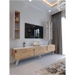 Myniture Home & Living Festival Tv Ünitesi BEYAZ ATLANTİK SİLVER COLOR Tv Sehpası ve Duvar Rafı G3007-6-1