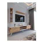 Myniture Home & Living Festival Tv Ünitesi BEYAZ ATLANTİK SİLVER COLOR Tv Sehpası ve Duvar Rafı G3009-6-1