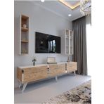 Myniture Home & Living Festival Tv Ünitesi BEYAZ ATLANTİK SİLVER COLOR Tv Sehpası ve Duvar Rafı S3007-6-1